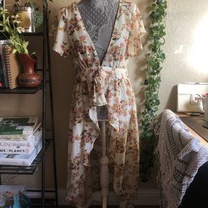 Floral short sleeve cardigan
